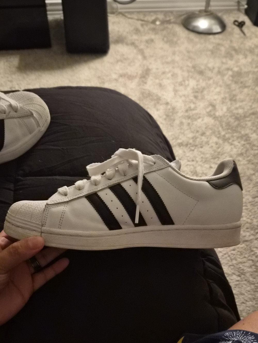 adidas White Sneakers with Black Three Stripes
